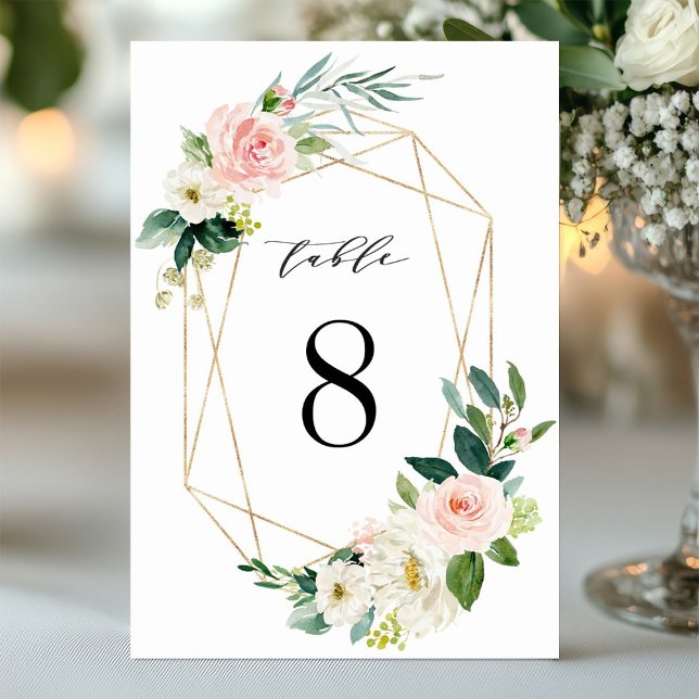 Blush White Gold Frame Wedding Table Number (Creator Uploaded)