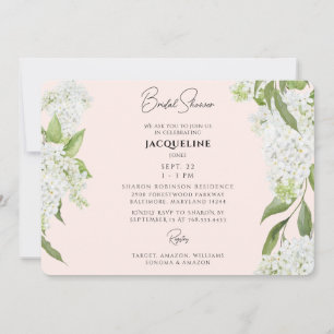 Blush White Hydrangeas Bridal Shower II Invitation