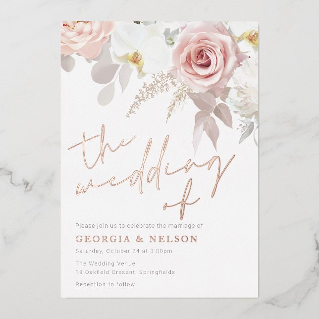 Blush & White Modern Floral Wedding (Front)