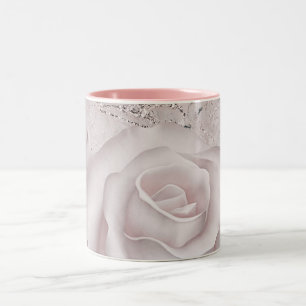 Blush White Rose Glam Modern Marble Shabby Chic Two-Tone Coffee Mug