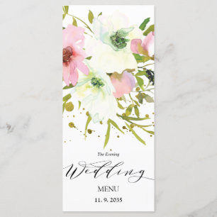 Blush & White roses with gold splashes Menu