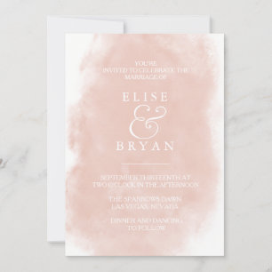Blush & White Simple Modern Watercolor Wedding Invitation