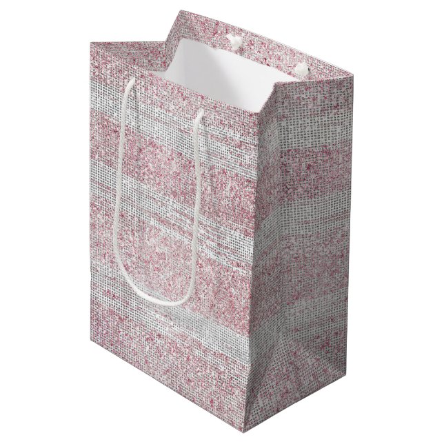 Blush White Sparkle Birthday Medium Gift Bag (Front Angled)