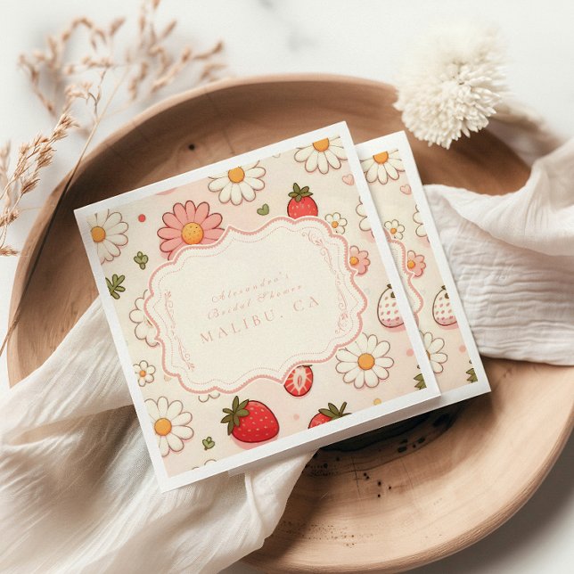 Blush Wildflower Berry Bridal Shower Napkin (Creator Uploaded)