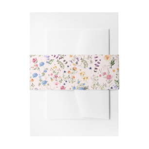 Blush Wildflower Botanical Garden Pattern Invitation Belly Band