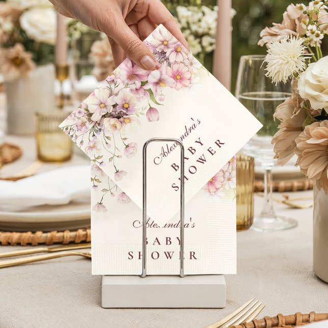 Blush Wildflower Garden Baby Shower Napkin (Creator Uploaded)