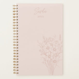 Blush Wildflower Personalized Name & Year  Planner