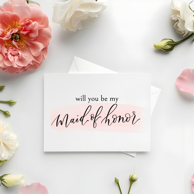 Blush Will you be my Maid of Honour Proposal Card (Maid of Honor Proposal Card | Watercolor & Calligraphy design | Sweet & Chic Way to Pop the Question)