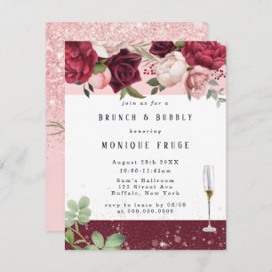 Blush Wine  Peony Glitter Brunch & Bubbly Invites