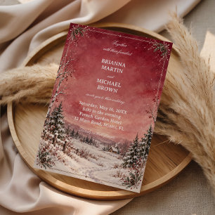 Blush Winter Countryside Snowy Romance Invitation
