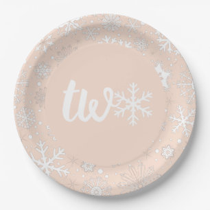 Blush Winter Second Birthday Snowflake Two Plates