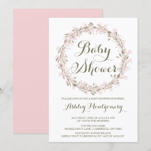 Blush Winter Wreath Baby Shower Invitation