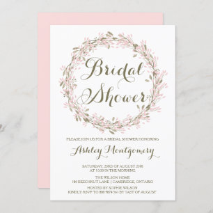 Blush Winter Wreath Bridal Shower Invitation