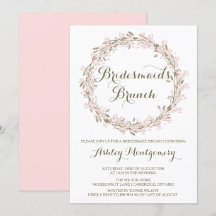 Blush Winter Wreath Bridesmaids Brunch Invitation