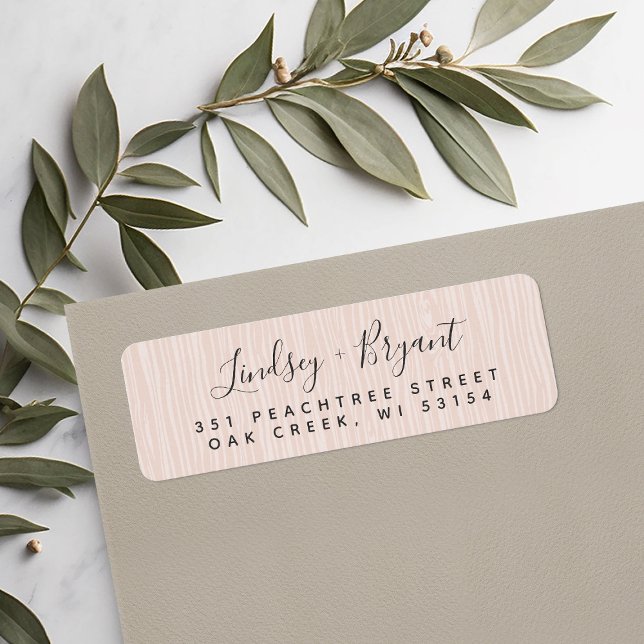 Blush Wood Grain Adresse de retour personnalisée (Créateur téléchargé)