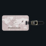 Blush Word Map Adventure Await Luggage Tag<br><div class="desc">Rustic chic luggage tag. Add your name and address to the back for a truly personalized luggage tag.</div>