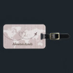 Blush Word Map Adventure Await Luggage Tag<br><div class="desc">Rustic chic luggage tag. Add your name and address to the back for a truly personalized luggage tag.</div>