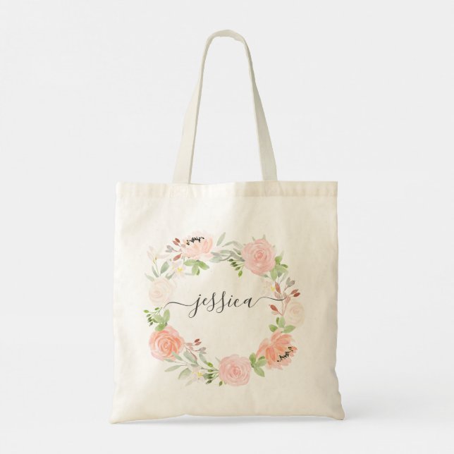 Blush Wreath Garden Tote Bag (Back)