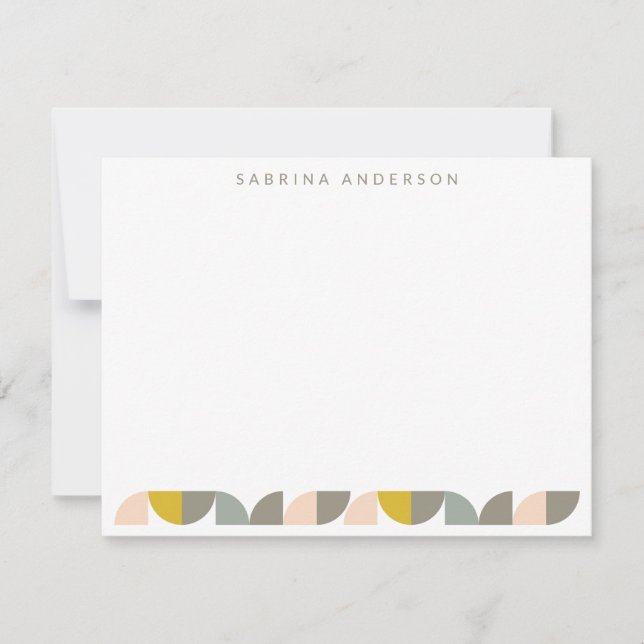Blush Yellow and Grey Geometric Personalized Flat Card (Front)