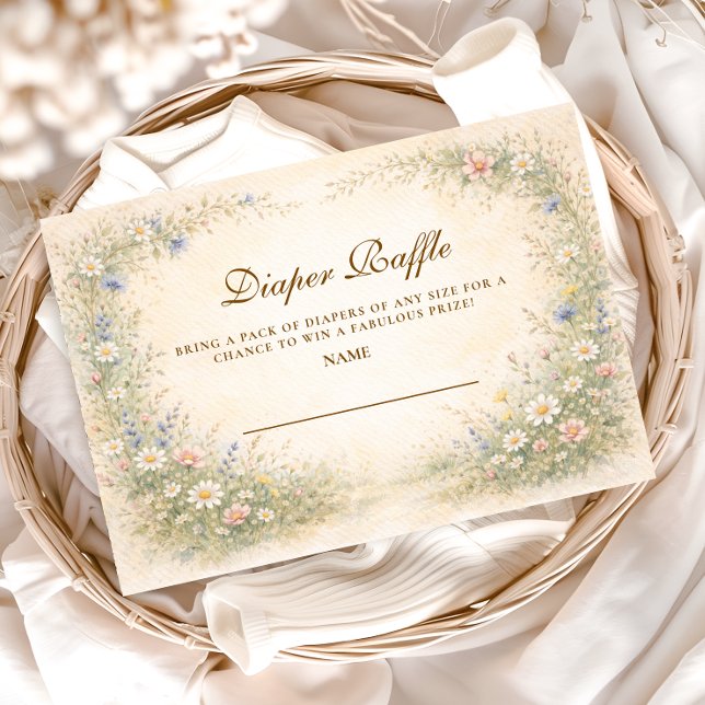 Blush Yellow Wildflower Diapper Raffle Enclosure Card (Creator Uploaded)
