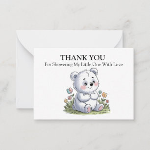 Blushing Bear in a Flower Garden Thank You Card