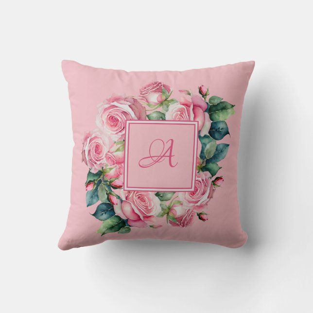 Blushing Blooms: A Watercolor Floral Throw Pillow (Back)