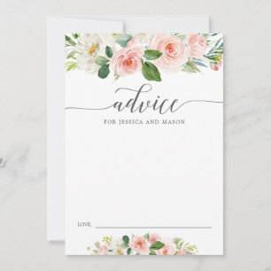 Blushing Blooms Advice Card for Bride and Groom