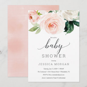 Blushing Blooms Baby Shower Invitation Card