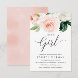 Blushing Blooms Baby Shower Invitation Card