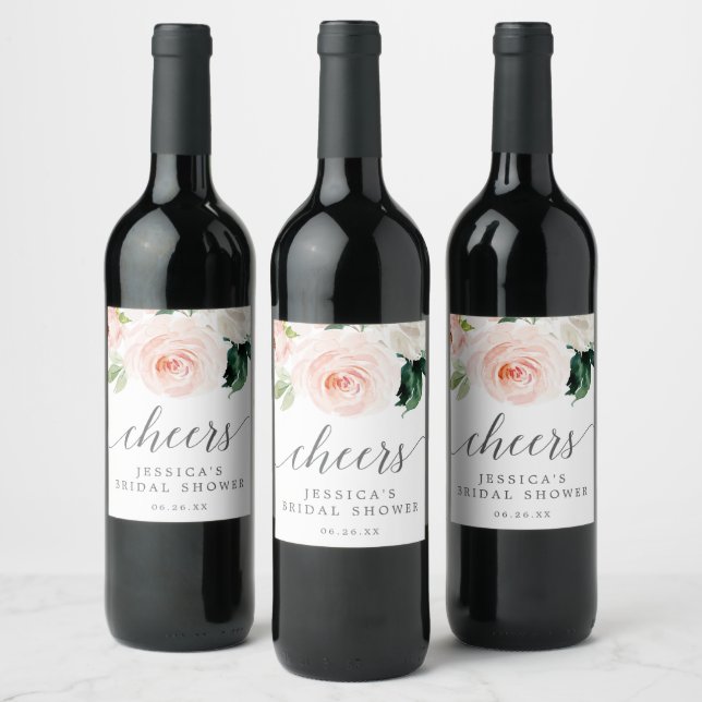 Blushing Blooms Bridal Shower Favours Wine Labels (Bottles)