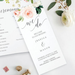 Blushing Blooms Tri-Fold Wedding Program