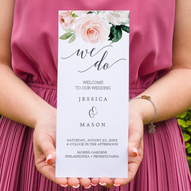 Blushing Blooms Trifold Wedding Program Photo (Creator Uploaded)
