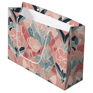 Blushing Blooms Valentines Day Wrapping Paper Large Gift Bag
