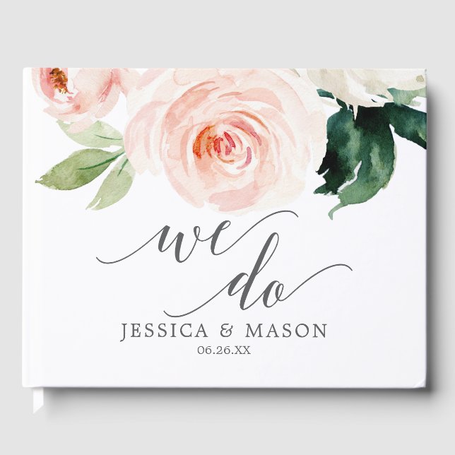 Blushing Blooms Wedding Guest Book (Front)