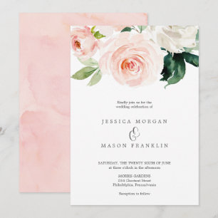 Blushing Blooms Wedding Invitation Ampersand