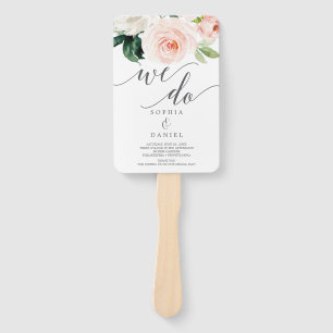 Blushing Blooms Wedding Program and Timeline Hand Fan
