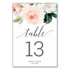 Blushing Blooms Wedding Table Numbers Double Sided