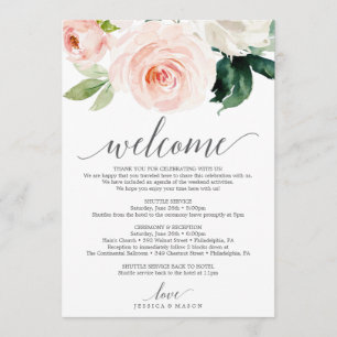 Blushing Blooms Wedding Welcome Itinerary Letter Program