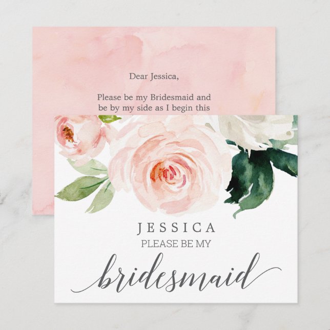 Blushing Blooms Will You Be My Bridesmaid Card (Front/Back)