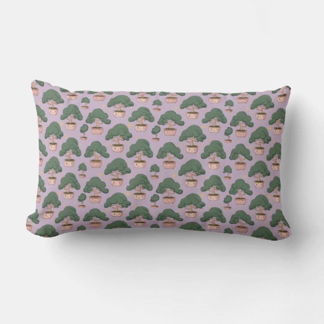 "Blushing Bonsai & Chirpy Companions" Lumbar Pillow (Front)