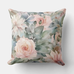 Blushing Bridal Ballet Botanical Throw Pillow