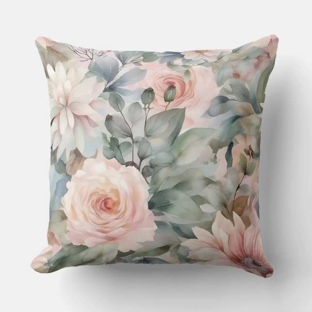 Blushing Bridal Ballet Botanical Throw Pillow (Front)