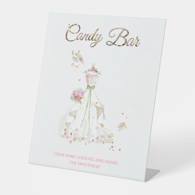 Blushing Bride in Bloom Bride to Be Pedestal Sign (Front)