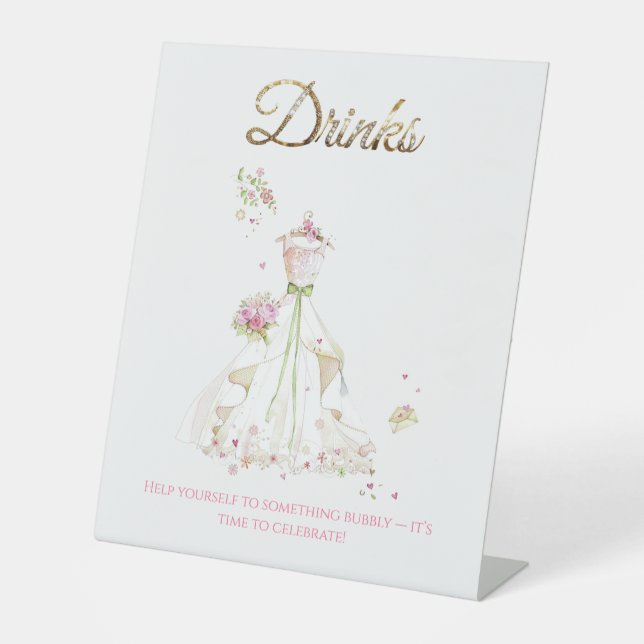Blushing Bride in Bloom Bride to Be Pedestal Sign (Front)