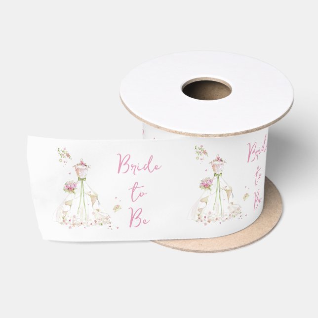 Blushing Bride in Bloom Bride to Be Satin Ribbon (Spool)