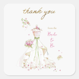 Blushing Bride in Bloom Bride to Be Square Sticker