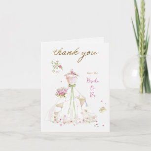 Blushing Bride in Bloom Bride to Be Thank You Card