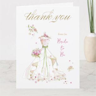 Blushing Bride in Bloom Bride to Be Thank You Card