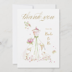Blushing Bride in Bloom Bride to Be Thank You Card