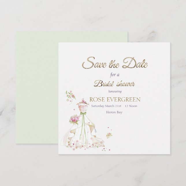 Blushing Bride in Bloom Save The Date (Front/Back)